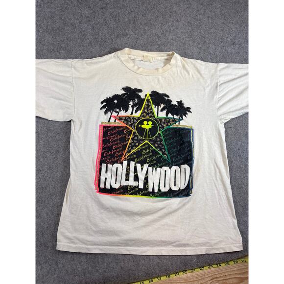 Vintage Other - Vintage 90s Hollywood California Tourist Graphic T Shirt Mens Medium White Tee